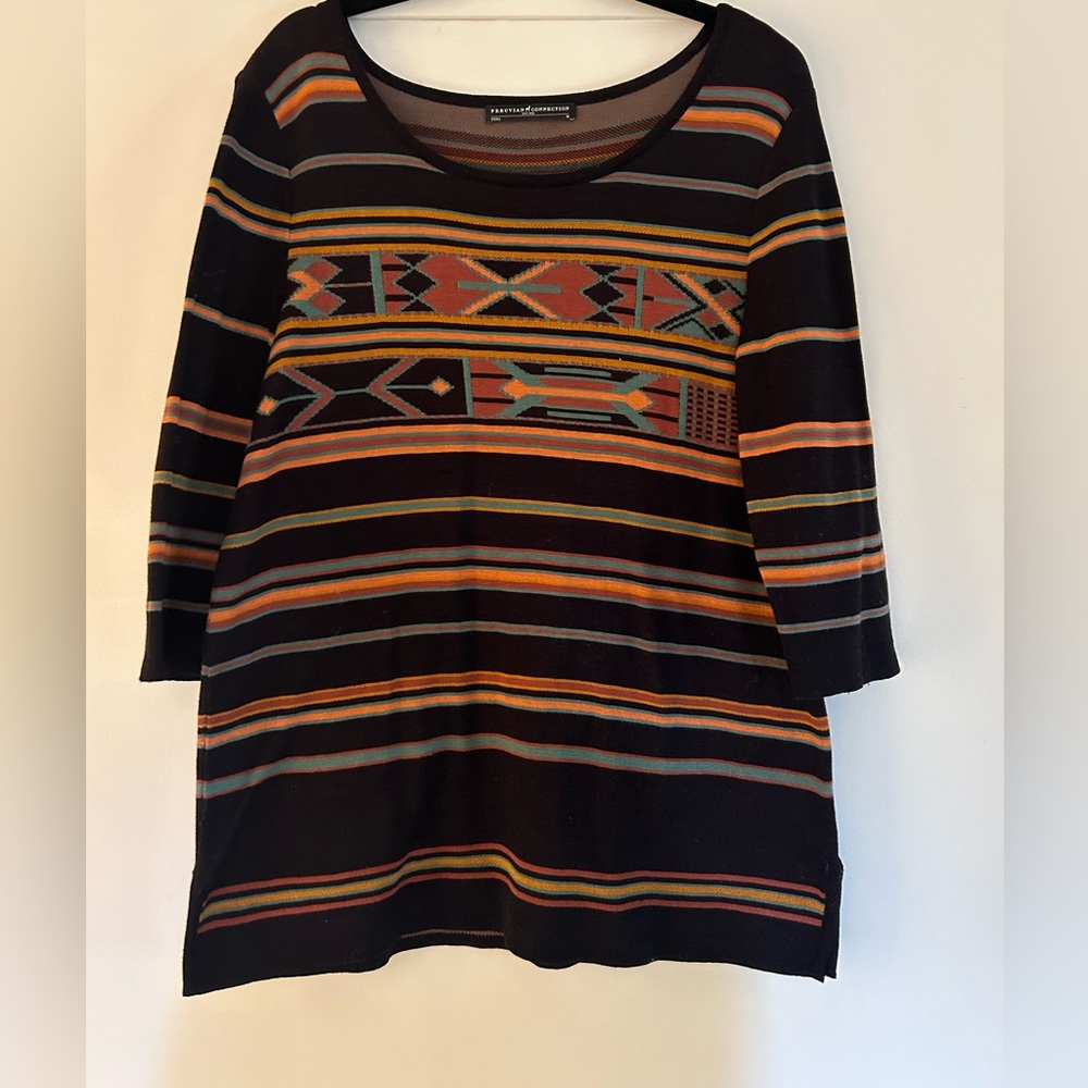 Peruvian connection cotton sweater - geometric Aztec style
